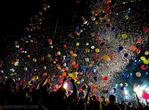 confetti and balloons